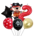 thumbnail image 4 of Globos de papel de aluminio con temática pirata para niños, suministros de decoración para fiesta de cumpleaños, Halloween, Baby Shower, color rojo y negro, 6 piezas, 4 of 4