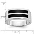 thumbnail image 3 of 14K White Gold Ibgoodman Men's Polished And Satin 2-Row Onyx Ringsize 10 - Jbsp, 3 of 5