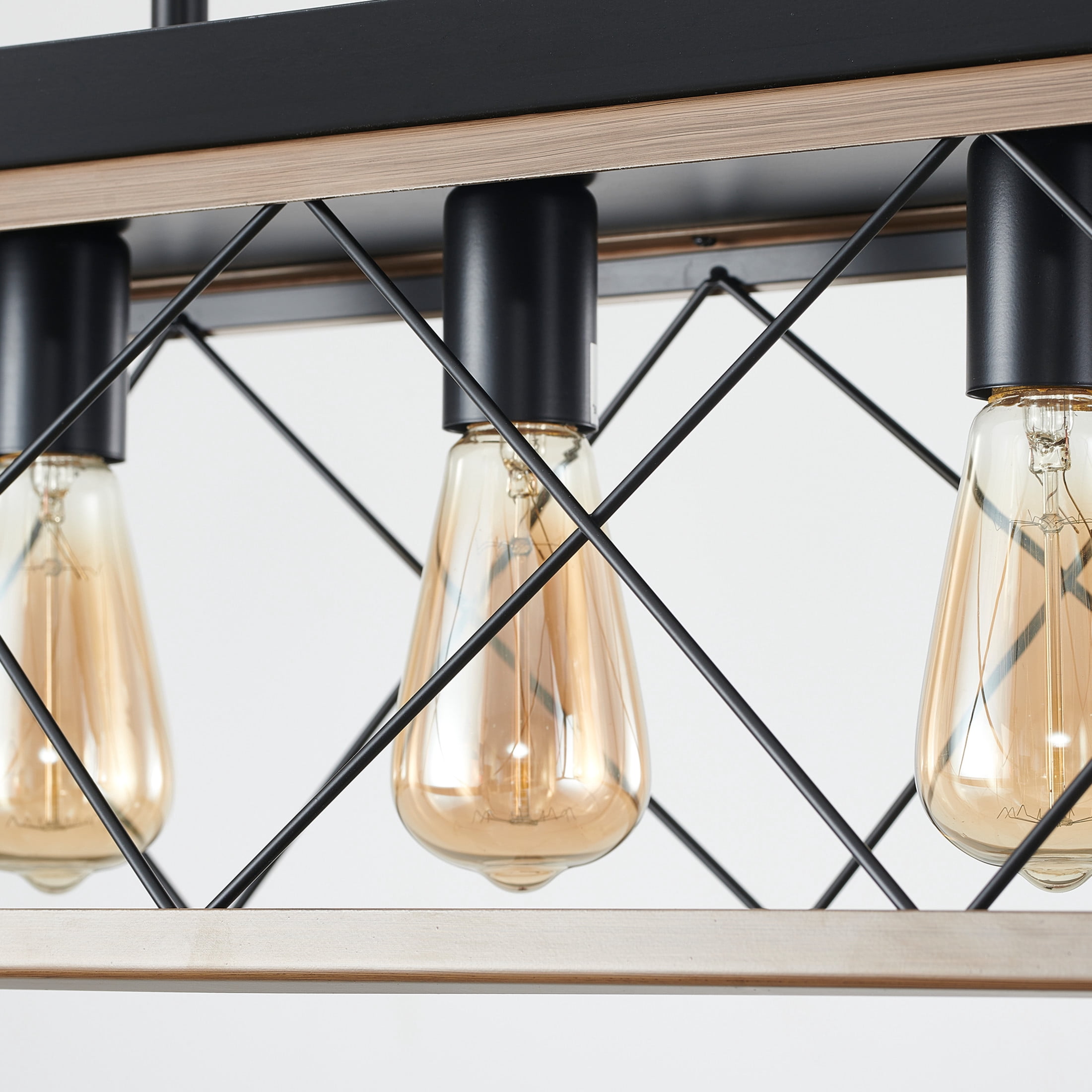 GDF Studio 5-Light E26 Farmhouse Chandelier, Rustic Kitchen Island Pendant Light with Adjustable Height, Walnut