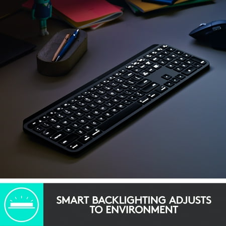 Logitech - MX Keys Full-size Wireless Bluetooth Membrane Keyboard for Mac with Smart Illumination - Space Gray
