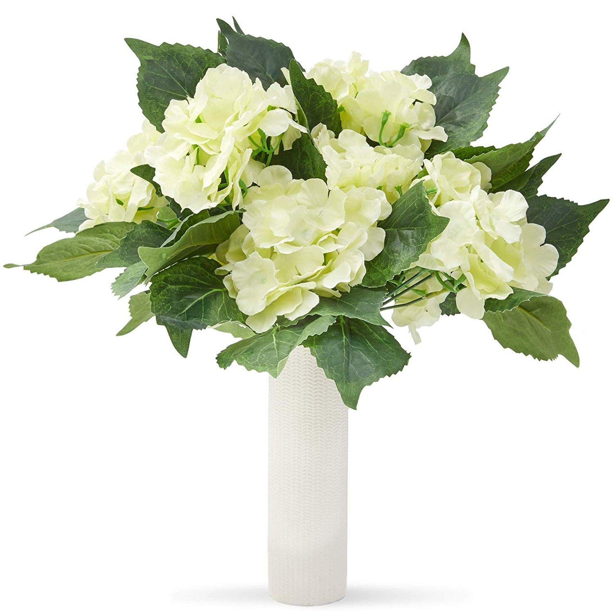 12 Pack White Artificial Hydrangea Silk Fake Flowers for ...