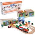 thumbnail image 1 of Orbrium Toys 52 Pcs Deluxe Wooden Train Set con 3 destinos S Orbrium Orbrium, 1 of 2