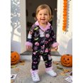 thumbnail image 4 of RUINIXCW Toddler Baby Girl Halloween Silk Stain Pajamas Outfit Kids Fall Winter PJS Set Sleepwear Ghost Printed Long Sleeve Button Down Shirt and Elastic Pants Set Homewear Loungewear, 4 of 9