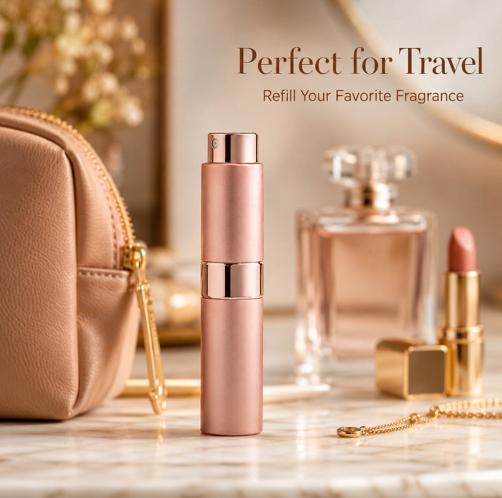 8 mL Empty Refillable Travel Spray Bottle, Mini Rotating Mist
