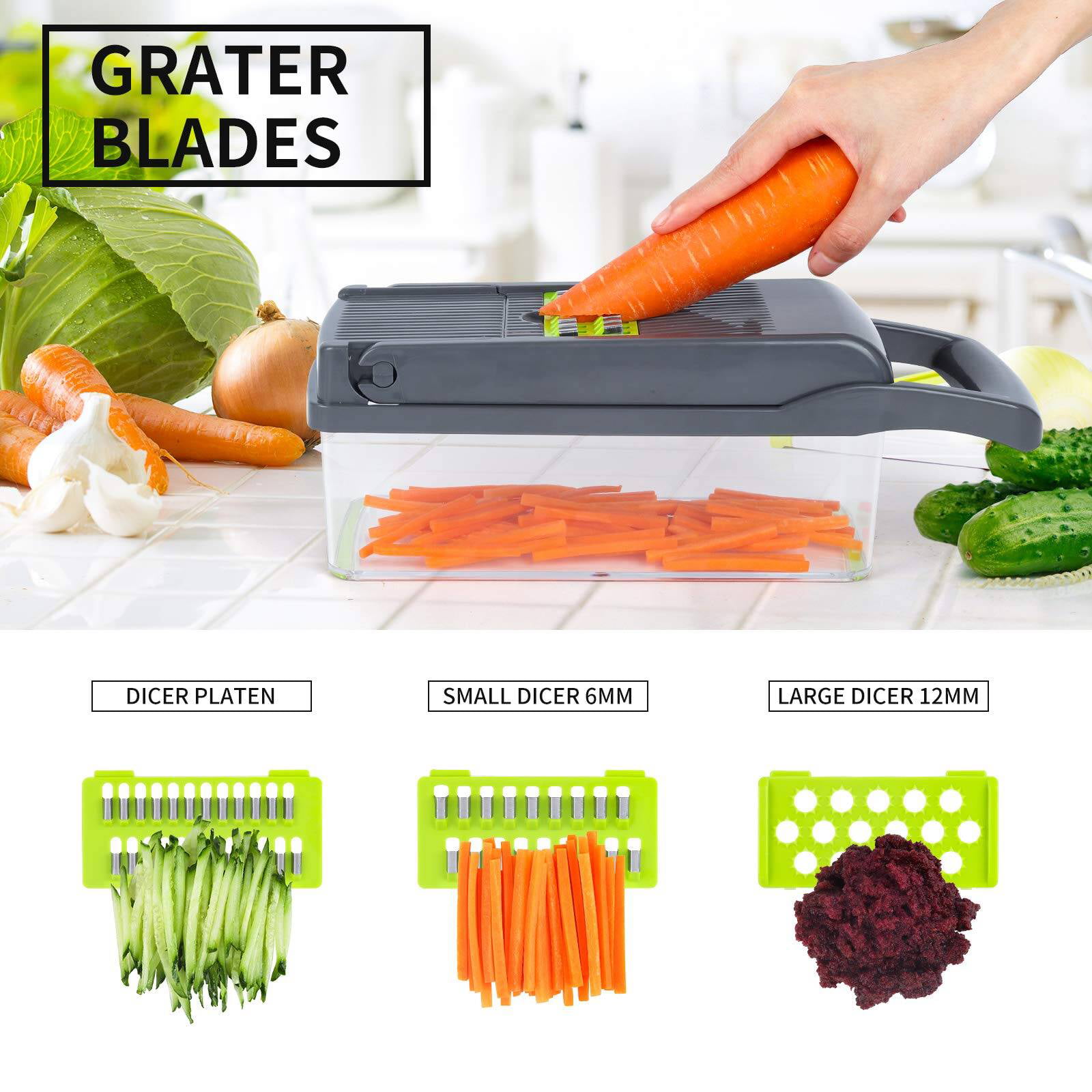 Vegetable chopper with Container, Onion Cutter, Multifuctional 15 in 1 Food  Chopper, Chopper Vegetable cutter, Veggie Chopper With 10 Blades, Salad