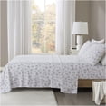 thumbnail image 2 of JERFIT 4-PC King Size Flannel Sheet Set - 100% Cotton Printed Bedding Set, All Season Soft & Wrinkle Free, White Botanical Floral Design, 2 of 10