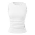 thumbnail image 6 of Tank Tops for Women Solid Color Sleeveless Crew Neck Slim Fit Basic Top Spring Summer Camisole Tops for Women White XL, 6 of 7