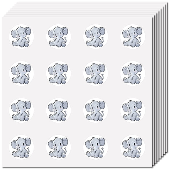 128Pcs Elephant Stickers Small Round Dot Decal Self-Adhesive Waterproof Animal Sticker Bulk Scrapbooking Stickers