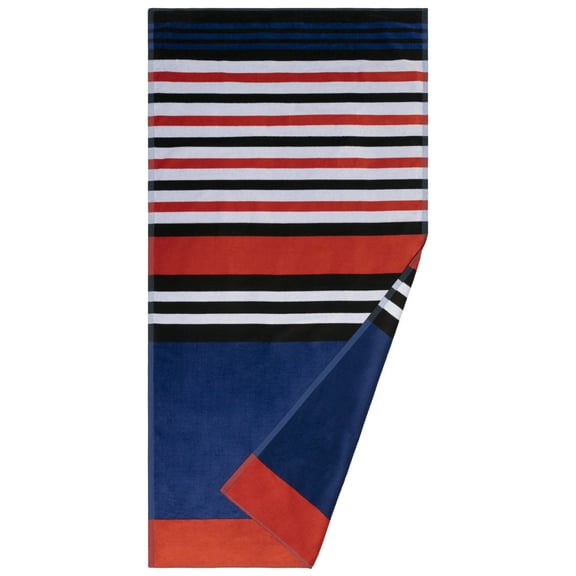 Long Island Beach Towel, 100% Cotton, Poolside Lounging, Sunbathing, Soft, Absorbent, Quick Dry, Mediumweight, Cotton Terry, Velour, Oversized Beach Towel , 35" x 67", Red by Blue Nile Mills