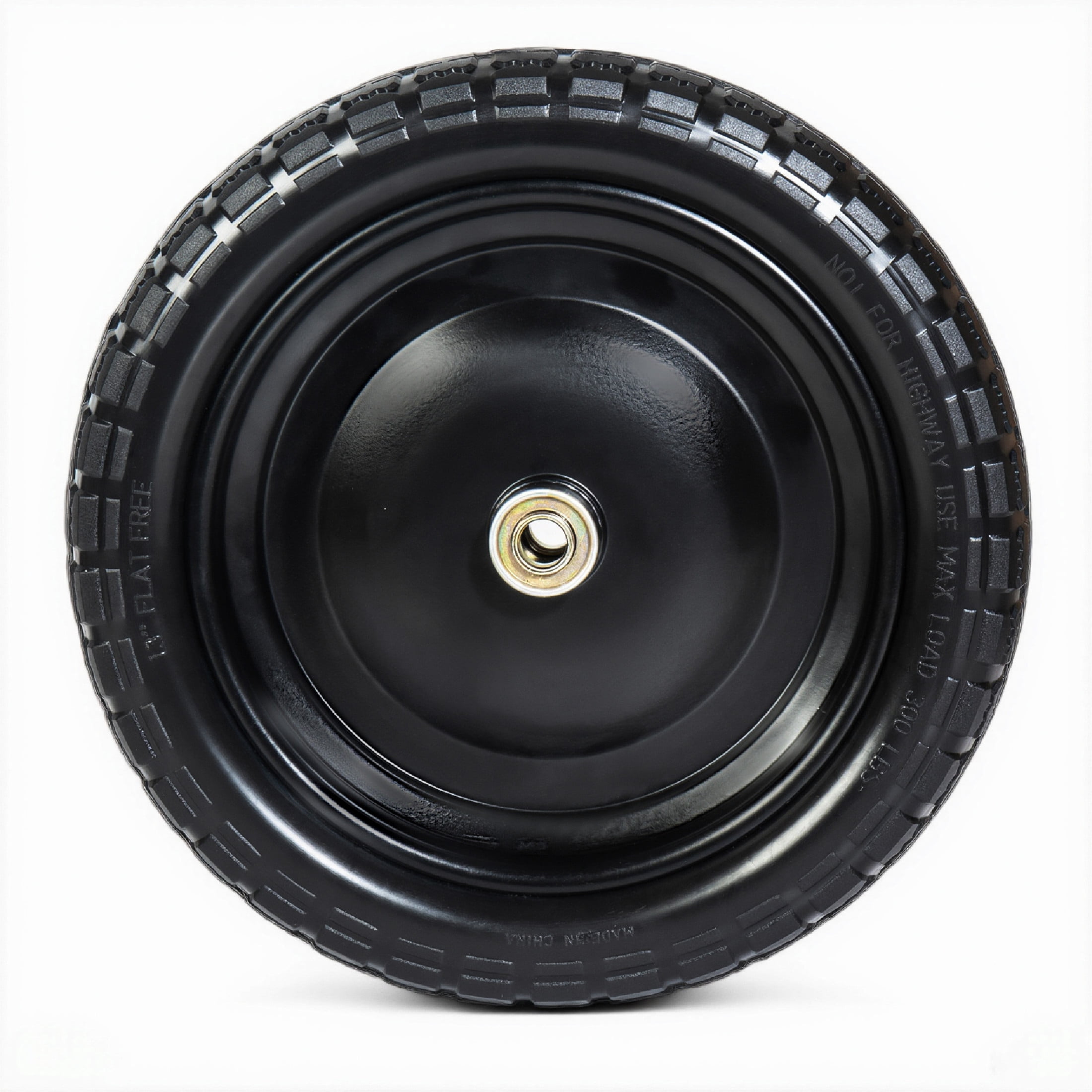 Noble House 13" x 3.5" Solid Rubber Flat-Free Tires & Wheels with Flat-Free Design for Trailer, Black