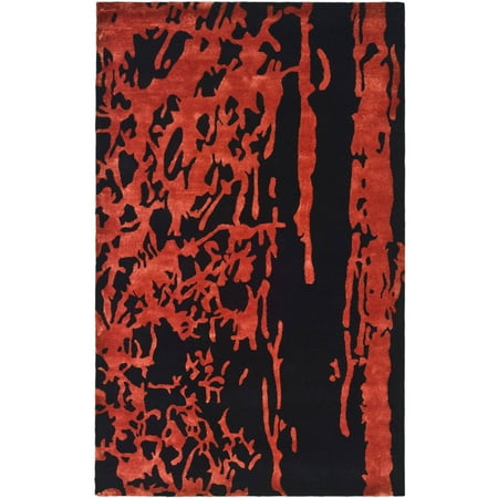 SAFAVIEH Soho Alura Abstract Wool Area Rug, Black/Red, 7'6" x 9'6"