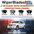 thumbnail image 2 of 2009 Chrysler Aspen Beam Wiper Blades Wipers w/2yr Warranty (Set of 3) w/Rear Wiper (WiperBladesUSA), 2 of 5