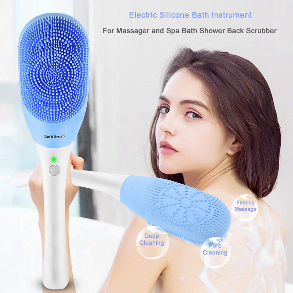 OTVIAP Electric Silicone Bath Instrument Body Brush with Handle for