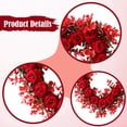 thumbnail image 4 of Corona de corazón para San Valentín con rosas artificiales y adornos románticos. Estilo D, 4 of 8