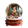 thumbnail image 1 of Caja de música Snow Globe Christmas Bear con Papá Noel y árboles, 1 of 3
