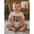 thumbnail image 4 of BemeyourBBs Newborn Baby Boys Mama's Boy Outfit Infant Baby Boy Summer Clothes Waffle Knit Short Sleeve Letters Embroidery Romper with Shorts Set 2Pcs Outfits, 4 of 9