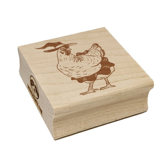 Witch Hen Halloween Holiday Chicken Square Rubber Stamp Stamping Scrapbooking Crafting - Small 1.25in