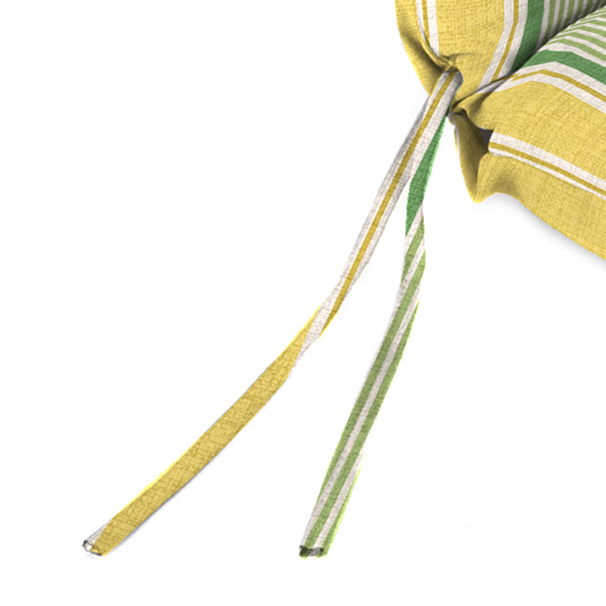 Jordan Manufacturing 44" x 22" Corky Wheat Yellow and Green Stripe Rectangular Outdoor Chair Cushion with Ties and Hanger Loop
