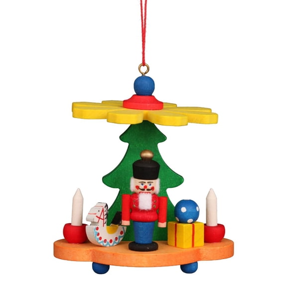 Alexander Taron 3" Green, Red, and Yellow Colorful Pyramid With Nutcracker Collectible Christian