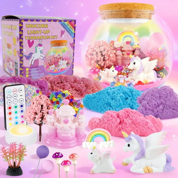 JUGAAD LIFE Unicorn Terrarium Crafts Kit for Girls Unicorn Night Light Gifts for 3 4 5 6 7 8 Years Old Girls DIY Arts & Crafts Kit Toys for Girls 8-11 Years Birthday Gifts