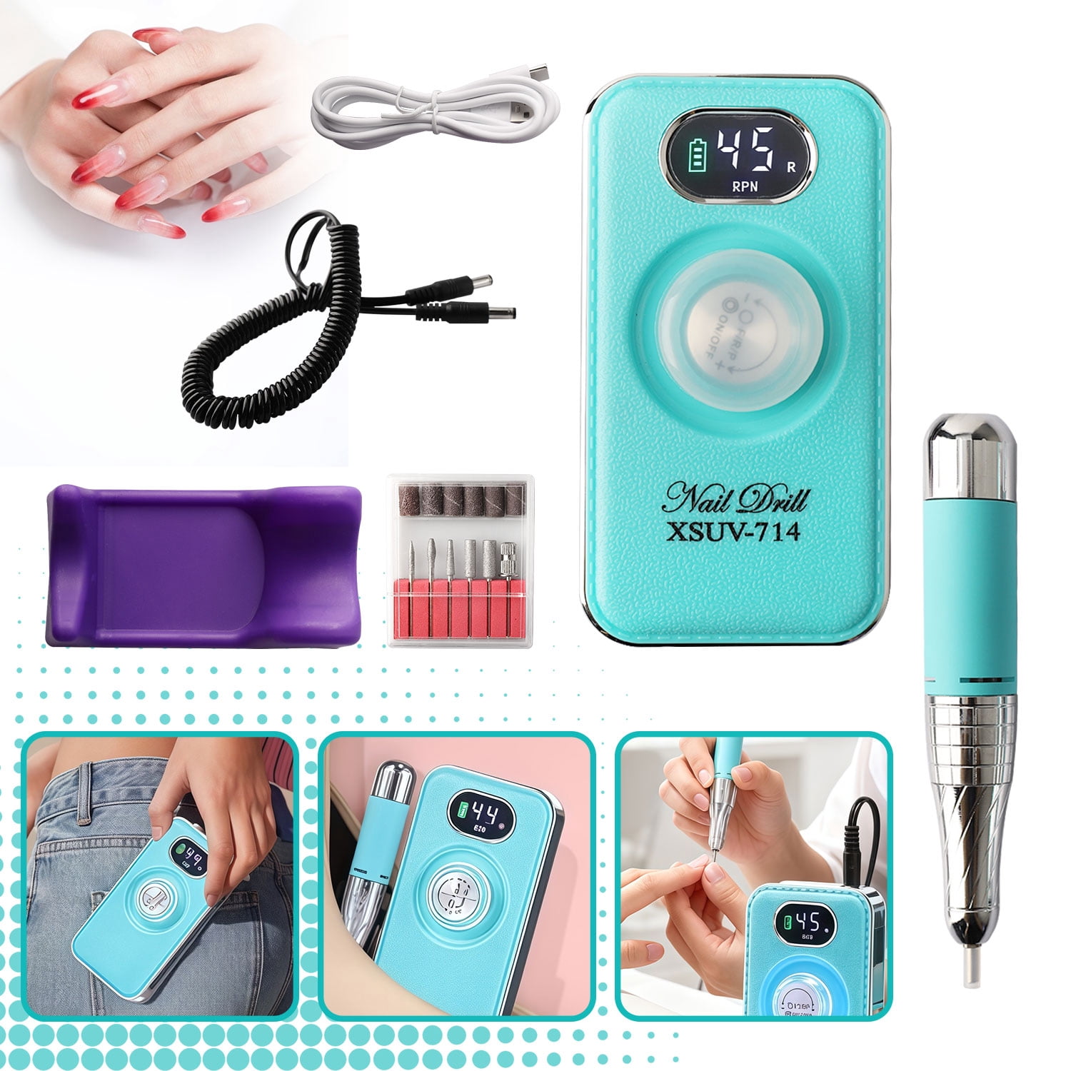 40000RPM Electric Nail Drill Professional Polishing Machine Low Noise Nails Sander File Set For Manicure Salon Home Tools, Chrismas gift