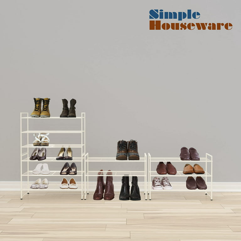 SimpleHouseware 3-Tier Stackable Shoes Rack Storage Shelf, White