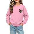 thumbnail image 6 of Rrxhxhs Girls Sweatshirt Leopard Heart Print Crew Neck Long Sleeve Loose Casual Pullover Top, 6 of 7