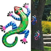 Iron Gecko Wall Decor Home Decoration Artwork Outdoor Hanging Ornament for Trees Fences Porches