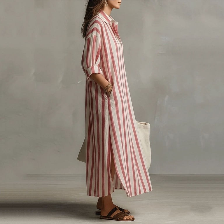 striped silk blend dress Polo Ralph Lauren Silk-Blend in 1932 Stripe White & Black A warm weather essential Roamhome Women Striped Linen Blend