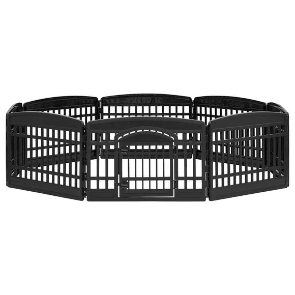 IRIS USA Dog Playpen - Pet Exercise Pen with Door - 4 to 8 Panel Sizes, Black