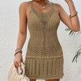 thumbnail image 5 of HBYJLZYG Beach Cover Ups For Women, Bathing Suit Knitted Hollow Out Coverups Bikini Swimsuit Beach Loose Sleeveless Dress, 5 of 5