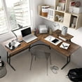 thumbnail image 6 of Lacoo Home Office Writing Desk Modern L-Shape Computer Desk, Brown, 6 of 8