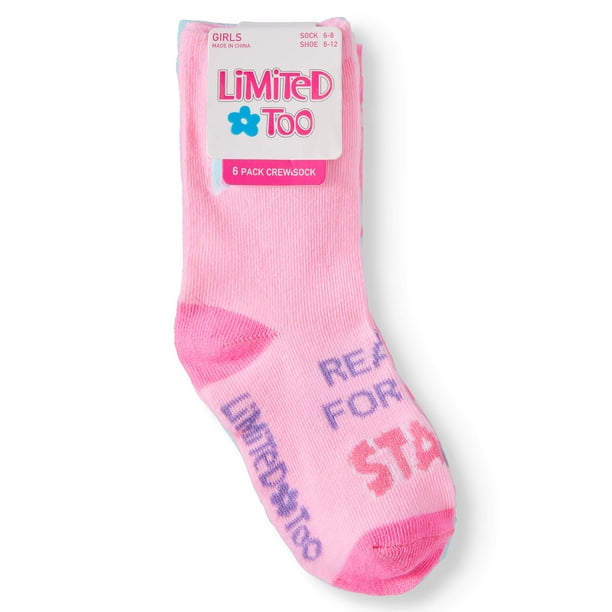 Limited Too Limited Too Girls Socks, 6 Pack Crew Socks (Little Girls