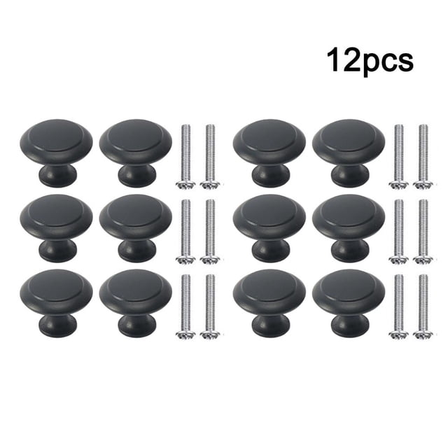 MYG for Stainless Steel Door Knobs Cabinet Handles 12 Pcs Set - Contemporary Design Cupboard Drawer Kitchen Hardware with Mounting Screws - Easy Install Black 28x22mm