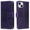 thumbnail image 6 of Allytech for Apple iPhone 15 Case Wallet, Mandala Embossed PU Leather Flip Folio Cover Cards Slots Stand Protective Shockproof Wallet Case Cover for Apple iPhone 15 - Purple, 6 of 12
