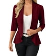 thumbnail image 2 of TOUMENY Women's Cardigan Knitted Hollow Out Lightweight 3/4 Sleeve Open Front Outerwear Summer Fall Casual Loose Cardigans Red M, 2 of 7