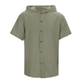 thumbnail image 2 of Tiijoy Boys Linen Hooded Short Sleeve Shirt Casual Breathable Button Down Shirt, Sizes 5-14, 2 of 8