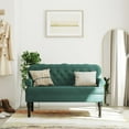 thumbnail image 1 of vidaXL Bench with Backrest Dark Green 119.5x64.5x75 cm Velvet, 1 of 5