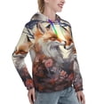 thumbnail image 6 of Fotbe Romantic Flower Fox Pattern Womens Long Sleeve Hoodie, Pullover Hooded Sweatshirt, Kangaroo Pocket Hoodie with Eye-catching Drawstrings-Small, 6 of 7