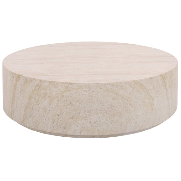Safavieh Tina Round Polystone Coffee Table, Travertine