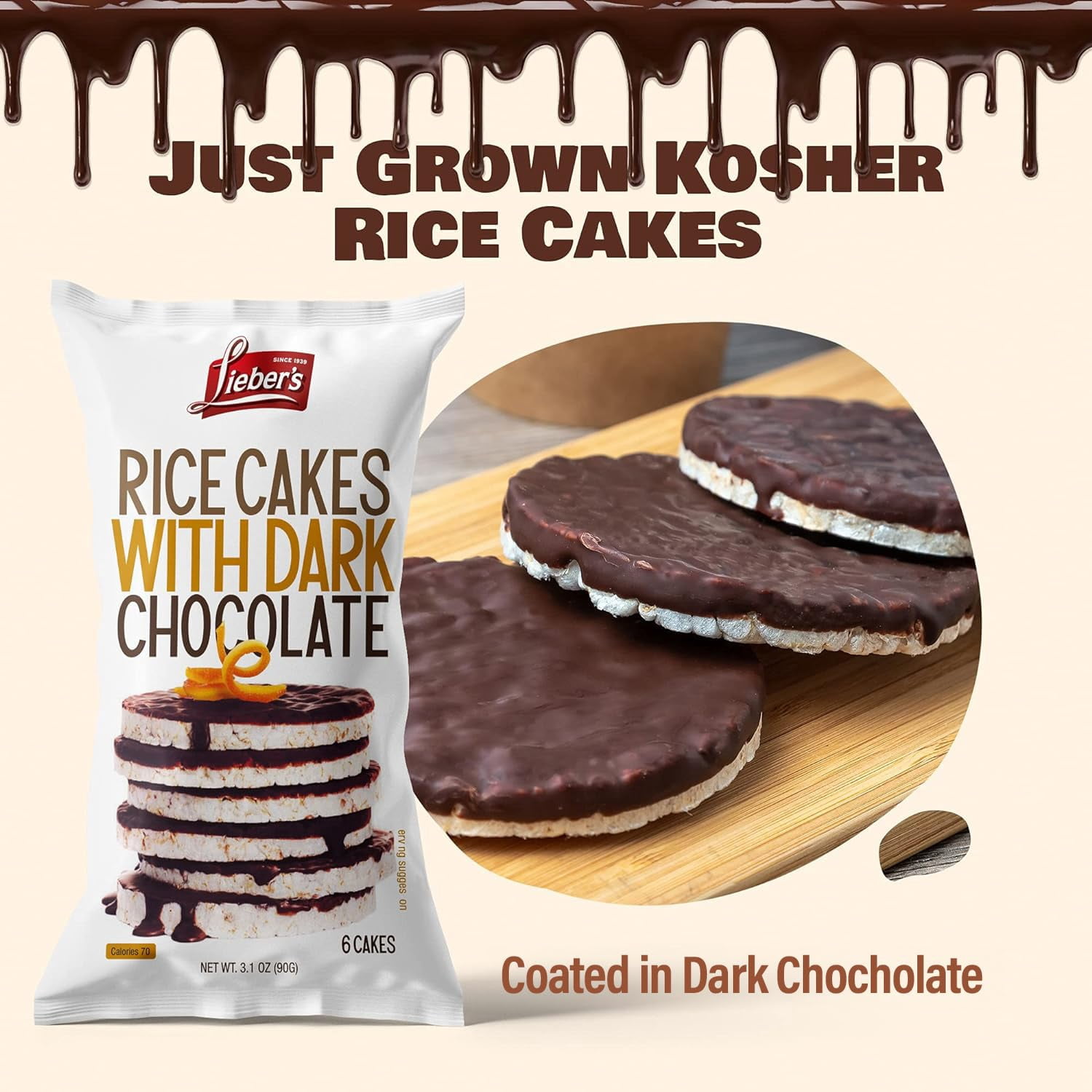 Bakol Rice Cake Dark Chocolate (8 Pack) 3.1 oz