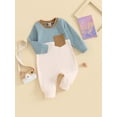 thumbnail image 3 of Bagilaanoe Baby Girl Boys Fall Jumpsuit Newborn Contrast Color Long Sleeve Bodysuit 3M 6M 12M 18M 24M Infant One Piece Romper, 3 of 9