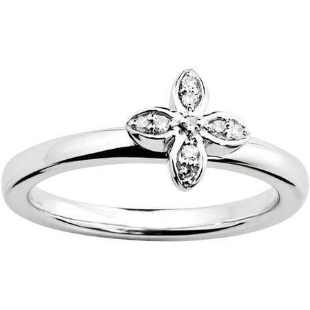 Stackable Expressions Diamond Sterling Silver Flower Ring