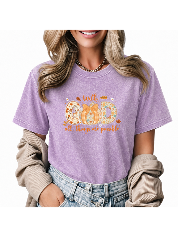 Women's Floral Patchwork Bow T-Shirt - Sweet Cottagecore Fall Graphic Tee, Vintage Wash Short Sleeve Blouse