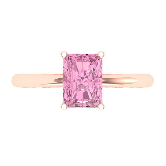 Solitaire Engagement Ring for Women - 1.75ct Simulated Pink Diamond in 14K Rose Gold Promise Ring