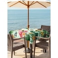 thumbnail image 3 of Outdoor Tablecloth with Umbrella Hole for Patio/Picnic/Party/Camping, Pink Flamingo Waterproof Table Cloth Square Cover Washable, Summer Tropical Palm Leaves Green Plaid (60"x 60"), 3 of 9