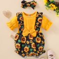 thumbnail image 2 of Coerni Girls Flower Ruffled Bodysuitt with Bowknot Headbands 2pc Set 3 6 9 12 18 24 Months Baby Romper Outfits Preemie Clothes, 2 of 6