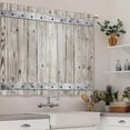 thumbnail image 3 of Farmhouse Wooden Barn Door Kitchen Curtains Country Wood Western Small Short Cafe Window Curtains Rustic Vintage Bathroom Window Drapes Treatment Tier Curtains 2 Panels (27.5x39 Inch), 3 of 6