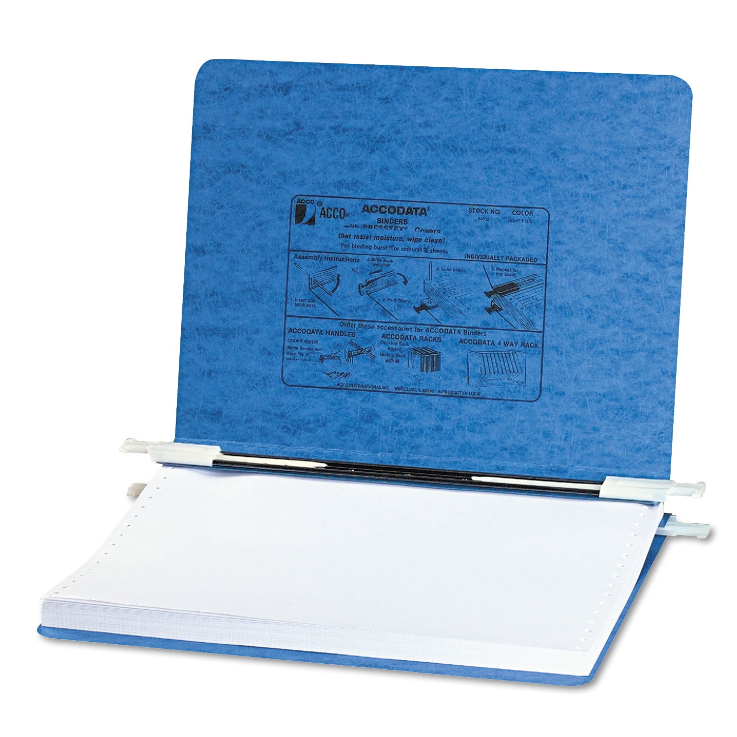 ACCO PRESSTEX Covers w/Storage Hooks, 6' Cap, 11 3/4 x 8 1/2, Light Blue
