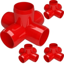 FORMUFIT PVC Fitting, 5-Way Cross Side Outlet, Furniture Grade, 1" Size, Red, 4-Pack (F0015WC-RD-4)